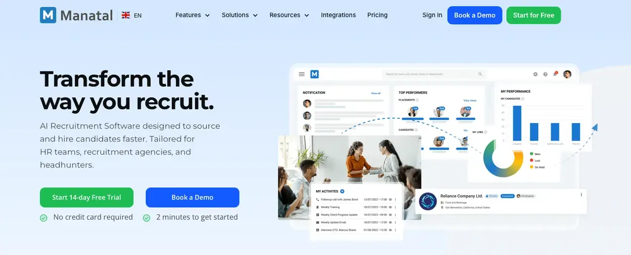 The Manatal applicant tracking system