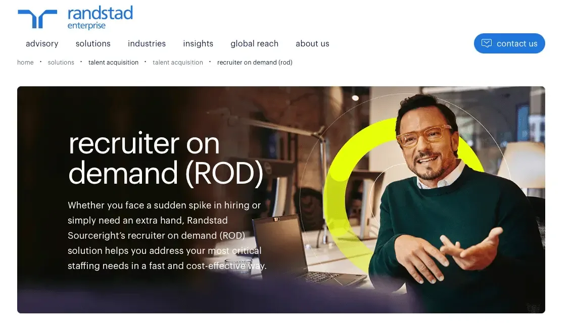 The Randstad Recruiter on Demand service page