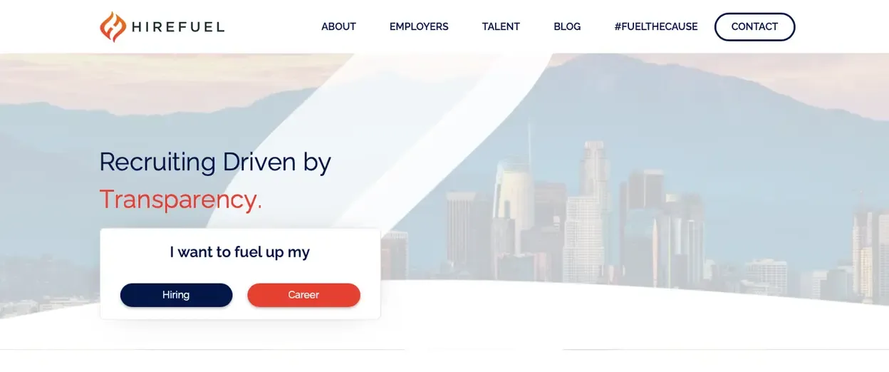 The Hirefuel recruiting agency website